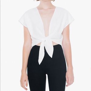 AA white linen tie top